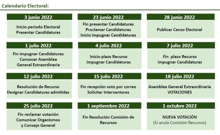 Calendario Elecciones 2022 Colegio Andalucía 